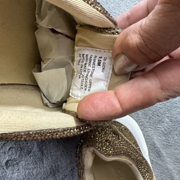 Betsey Johnson Gold Rhinestone Sidny Sneakers Women's 9.5 Bling Dopamine Glam - Picture 7 of 10